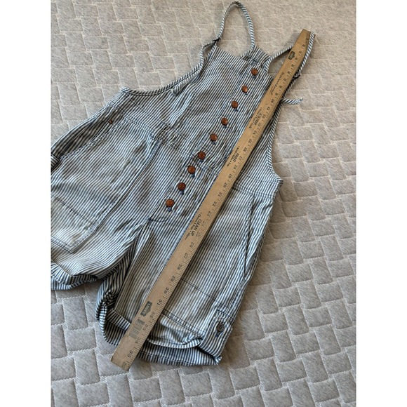 Pilcro Anthropologie Shortalls Womens‎ 30 Blue Railroad Stripe Button Front - Picture 8 of 11
